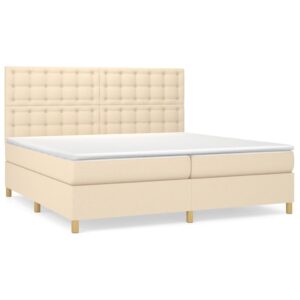 Κρεβάτι Boxspring με Στρώμα Κρεμ 200x200 εκ. Υφασμάτινο