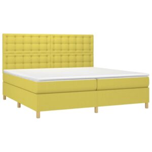 Κρεβάτι Boxspring με Στρώμα Πράσινο 200x200 εκ. Υφασμάτινο