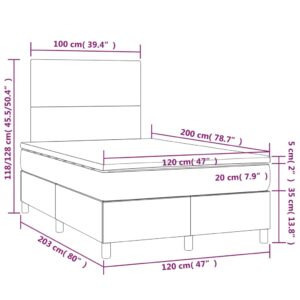 Κρεβάτι Boxspring με Στρώμα Γκρι 120x200εκ. από Συνθετικό Δέρμα