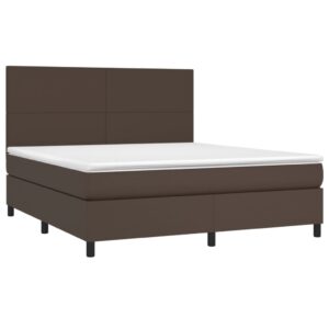 Κρεβάτι Boxspring με Στρώμα Καφέ 160x200εκ. από Συνθετικό Δέρμα