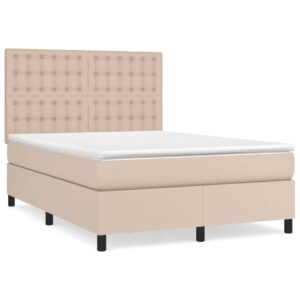 Κρεβάτι Boxspring με Στρώμα Καπουτσίνο 140x200εκ.από Συνθ.Δέρμα