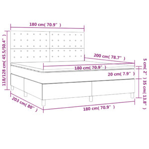 Κρεβάτι Boxspring με Στρώμα Κρεμ 180x200 εκ. Συνθετικό Δέρμα