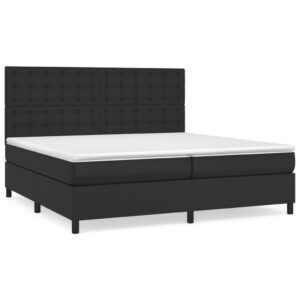 Κρεβάτι Boxspring με Στρώμα Μαύρο 200x200 εκ. Συνθετικό Δέρμα