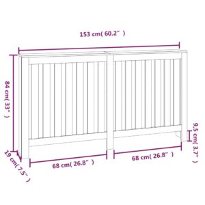 Κάλυμμα Καλοριφέρ Γκρι 153x19x84 εκ. από Μασίφ Ξύλο Πεύκου