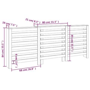 Κάλυμμα Καλοριφέρ Λευκό 210x21x85 εκ. από Μασίφ Ξύλο Πεύκου