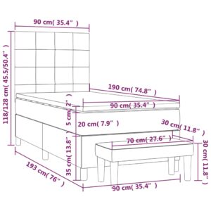 Κρεβάτι Boxspring με Στρώμα Ανοιχτό Πράσινο 90x190εκ Υφασμάτινο