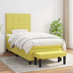 Κρεβάτι Boxspring με Στρώμα Ανοιχτό Πράσινο 90x190εκ Υφασμάτινο