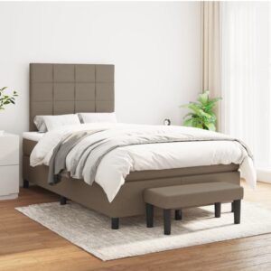 Κρεβάτι Boxspring με Στρώμα Taupe 120x200 εκ. Υφασμάτινο