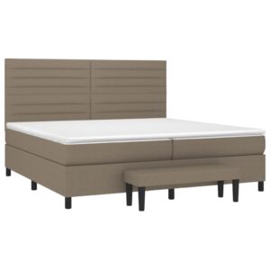 Κρεβάτι Boxspring με Στρώμα Taupe 200x200 εκ. Υφασμάτινο