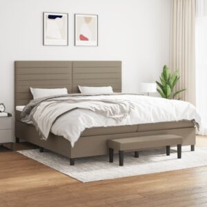 Κρεβάτι Boxspring με Στρώμα Taupe 200x200 εκ. Υφασμάτινο