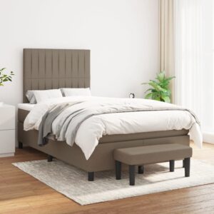 Κρεβάτι Boxspring με Στρώμα Taupe 120x200 εκ. Υφασμάτινο