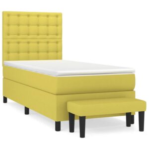 Κρεβάτι Boxspring με Στρώμα Ανοιχτό Πράσινο 90x190εκ Υφασμάτινο