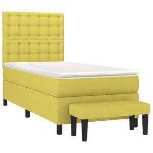 Κρεβάτι Boxspring με Στρώμα Ανοιχτό Πράσινο 90x190εκ Υφασμάτινο