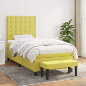 Κρεβάτι Boxspring με Στρώμα Ανοιχτό Πράσινο 90x190εκ Υφασμάτινο