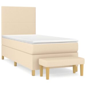 Κρεβάτι Boxspring με Στρώμα Κρεμ 80 x 200 εκ. Υφασμάτινο