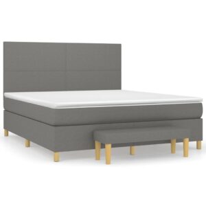 Κρεβάτι Boxspring με Στρώμα Σκούρο Γκρι 160x200 εκ Υφασμάτινο