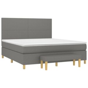 Κρεβάτι Boxspring με Στρώμα Σκούρο Γκρι 160x200 εκ Υφασμάτινο