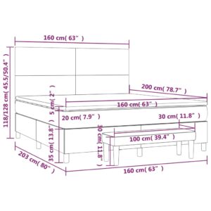 Κρεβάτι Boxspring με Στρώμα Σκούρο Γκρι 160x200 εκ Υφασμάτινο