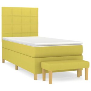 Κρεβάτι Boxspring με Στρώμα Ανοιχτό Πράσινο 90x190εκ Υφασμάτινο