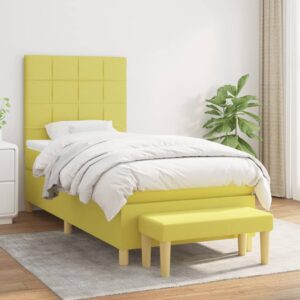 Κρεβάτι Boxspring με Στρώμα Ανοιχτό Πράσινο 90x190εκ Υφασμάτινο