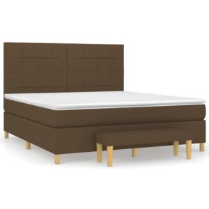 Κρεβάτι Boxspring με Στρώμα Σκούρο Καφέ 160x200 εκ Υφασμάτινο