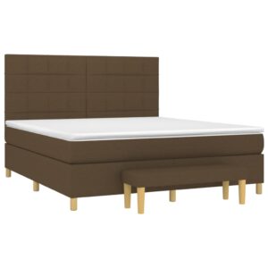 Κρεβάτι Boxspring με Στρώμα Σκούρο Καφέ 160x200 εκ Υφασμάτινο