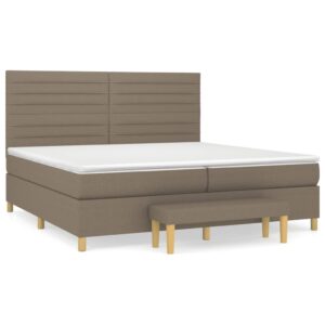 Κρεβάτι Boxspring με Στρώμα Taupe 200x200 εκ. Υφασμάτινο