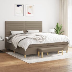 Κρεβάτι Boxspring με Στρώμα Taupe 200x200 εκ. Υφασμάτινο