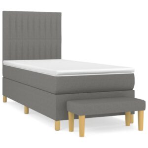 Κρεβάτι Boxspring με Στρώμα Σκούρο Γκρι 80x200 εκ. Υφασμάτινο