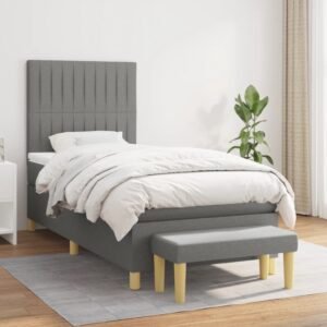 Κρεβάτι Boxspring με Στρώμα Σκούρο Γκρι 80x200 εκ. Υφασμάτινο