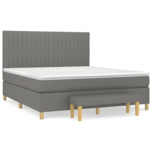 Κρεβάτι Boxspring με Στρώμα Σκούρο Γκρι 160x200 εκ Υφασμάτινο