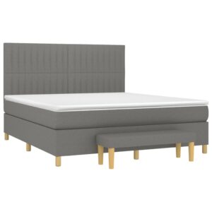 Κρεβάτι Boxspring με Στρώμα Σκούρο Γκρι 160x200 εκ Υφασμάτινο