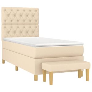 Κρεβάτι Boxspring με Στρώμα Κρεμ 80 x 200 εκ. Υφασμάτινο