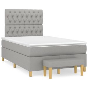 Κρεβάτι Boxspring με Στρώμα Ανοιχτό Γκρι 120x200 εκ. Υφασμάτινο