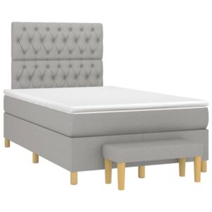 Κρεβάτι Boxspring με Στρώμα Ανοιχτό Γκρι 120x200 εκ. Υφασμάτινο