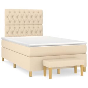 Κρεβάτι Boxspring με Στρώμα Κρεμ 120x200 εκ. Υφασμάτινο