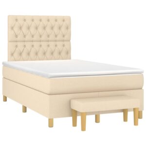 Κρεβάτι Boxspring με Στρώμα Κρεμ 120x200 εκ. Υφασμάτινο