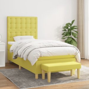 Κρεβάτι Boxspring με Στρώμα Ανοιχτό Πράσινο 90x190εκ Υφασμάτινο