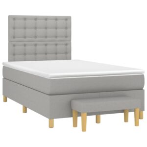 Κρεβάτι Boxspring με Στρώμα Ανοιχτό Γκρι 120x200 εκ. Υφασμάτινο