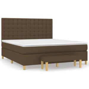 Κρεβάτι Boxspring με Στρώμα Σκούρο Καφέ 160x200 εκ Υφασμάτινο