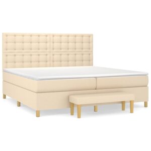 Κρεβάτι Boxspring με Στρώμα Κρεμ 200x200 εκ. Υφασμάτινο