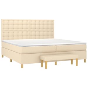 Κρεβάτι Boxspring με Στρώμα Κρεμ 200x200 εκ. Υφασμάτινο