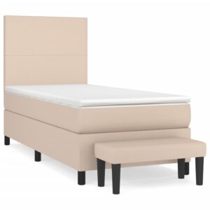 Κρεβάτι Boxspring με Στρώμα Καπουτσίνο 90x190εκ.από Συνθ. Δέρμα