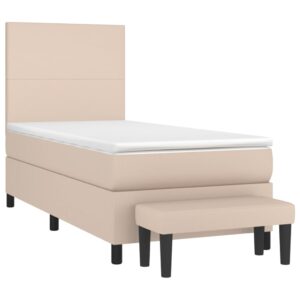 Κρεβάτι Boxspring με Στρώμα Καπουτσίνο 90x190εκ.από Συνθ. Δέρμα