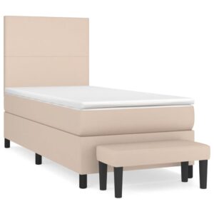 Κρεβάτι Boxspring με Στρώμα Καπουτσίνο 90x200εκ.από Συνθ. Δέρμα