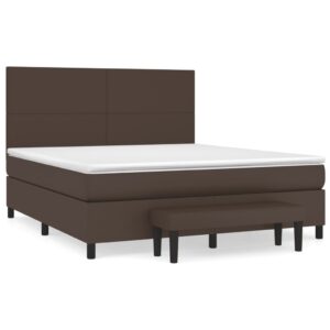 Κρεβάτι Boxspring με Στρώμα Καφέ 160x200εκ. από Συνθετικό Δέρμα