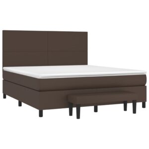 Κρεβάτι Boxspring με Στρώμα Καφέ 160x200εκ. από Συνθετικό Δέρμα