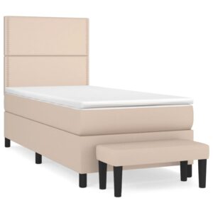 Κρεβάτι Boxspring με Στρώμα Καπουτσίνο 90x190εκ.από Συνθ. Δέρμα