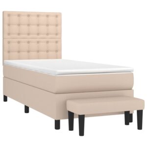 Κρεβάτι Boxspring με Στρώμα Καπουτσίνο 90x200εκ.από Συνθ. Δέρμα