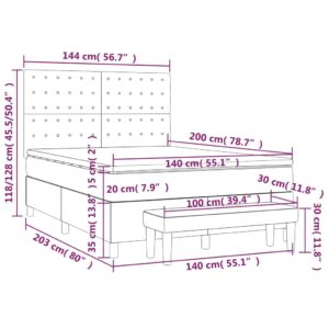 Κρεβάτι Boxspring με Στρώμα Καπουτσίνο 140x200εκ.από Συνθ.Δέρμα